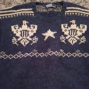 Wool Handknit Polo Sweater 2XL
